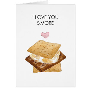 I Love You S'more Waterverf Print Wenskaart