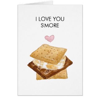 I Love You S'more Waterverf Print Wenskaart