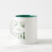 I Love you so Matcha - Matcha Typografie Tweekleurige Koffiemok (Voorkant links)