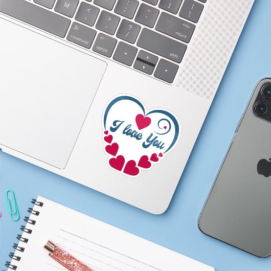 I Love You Sticker (Laptop met iPhone)