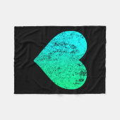 I Love You Teal Heart Distressed Valentine's Day  Fleece Deken (Voorkant (Horizontaal))