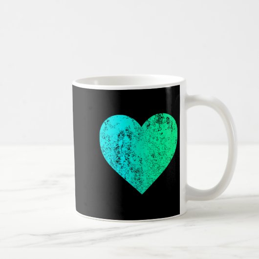 I Love You Teal Heart Distressed Valentine's Day  Koffiemok (Rechts)