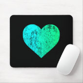 I Love You Teal Heart Distressed Valentines Day  Muismat (Met muis)