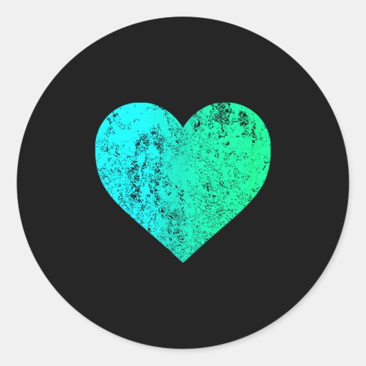 I Love You Teal Heart Distressed Valentine's Day  Ronde Sticker (Voorkant)