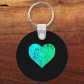 I Love You Teal Heart Distressed Valentines Day Sleutelhanger (Voorkant)