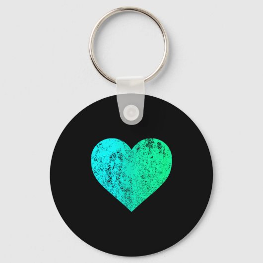 I Love You Teal Heart Distressed Valentine's Day Sleutelhanger (Voorkant)