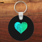 I Love You Teal Heart Distressed Valentine's Day Sleutelhanger (Voorkant)