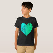 I Love You Teal Heart Distressed Valentine's Day  T-shirt (Voorkant volledig)