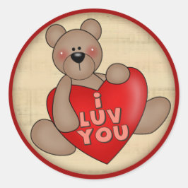 I Love You Teddy Bear T-shirts en geschenken Ronde Sticker