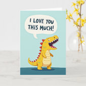 I Love You This Much Dinosaur Card Kaart (Gele Bloem)