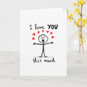 I Love You This Much Stick Figure Hearts Card Kaart (Gele Bloem)