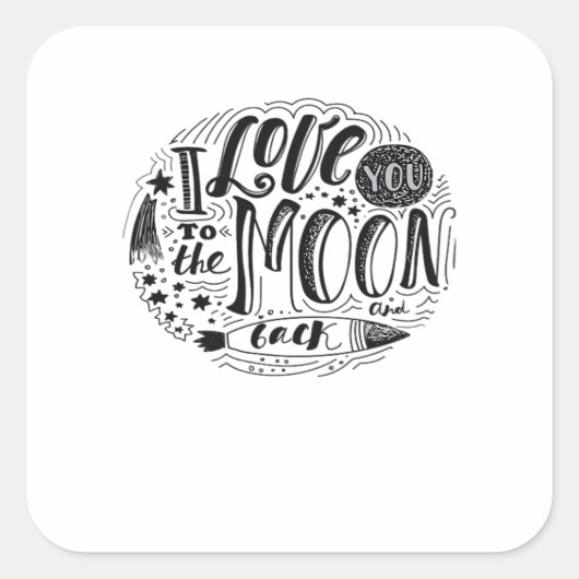 I Love You To The Moon And Back Classic Minimal De Vierkante Sticker (Voorkant)