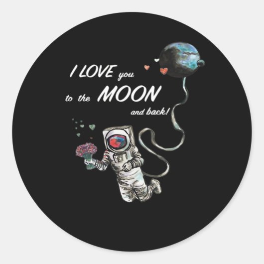 I Love You To The Moon And Back Clean Layout  Ronde Sticker (Voorkant)