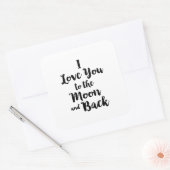 I Love You To The Moon And Back Minimal Clean Look Vierkante Sticker (Envelop)
