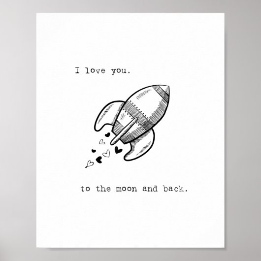 I Love You To The Moon And Back Playful Artistic D Poster (Voorkant)