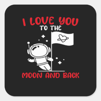 I Love You To The Moon And Back Playful Valentine Vierkante Sticker