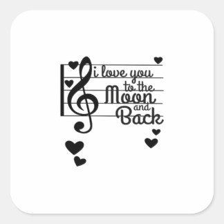 I Love You To The Moon And Back Repeating Love Quo Vierkante Sticker
