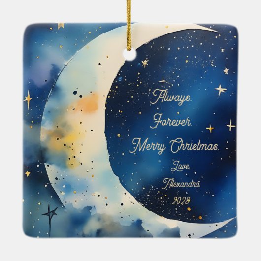 I love You to the Moon Custom Text Keramisch Ornament (Achterkant)