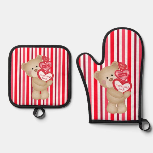 I Love You To The Moon en terug Ovenwant & Pannenlap Set (Voorkant)