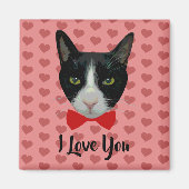 I Love You - Tuxedo Kat met Bow Stropdas Magneet (Voorkant)