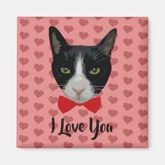 I Love You - Tuxedo Kat met Bow Stropdas Magneet