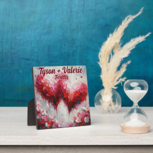 I Love You Twee Abstracte Harten Persoonlijk Fotoplaat