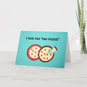 I love you "two pizzas" feestdagen kaart