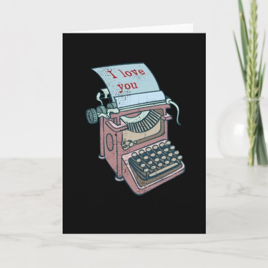 I Love You Typemachine Retro Vintage Schrijvers Kaart (Voorkant)