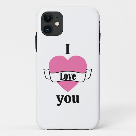 I Love You Typografie Hart Roze Valentijn Case-Mate iPhone Case (Achterkant)