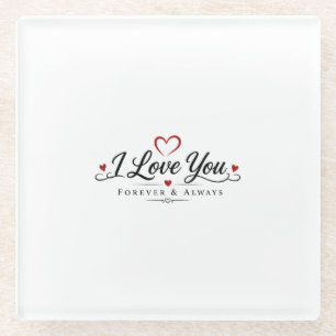I Love You Typografie Ontwerp Glazen Onderzetter