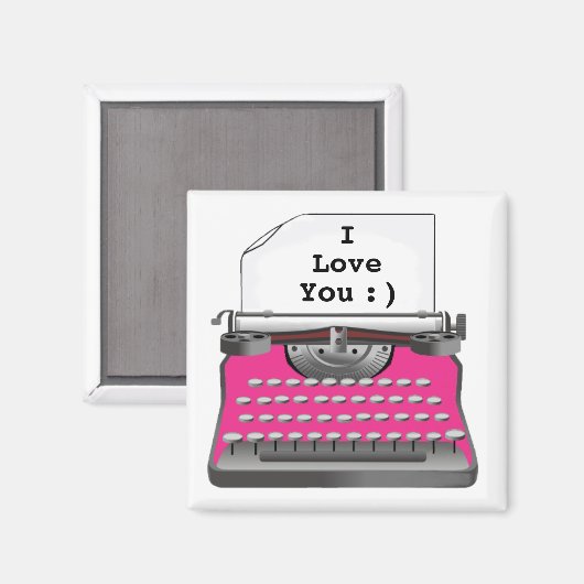 "I Love You" — Typwriter Magnet (Voorkant / Achterkant)