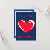 I Love You Valentijnskaart Kaart (Voorkant / Achterkant in situ)