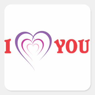 I Love You Vierkante Sticker