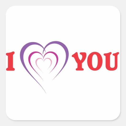 I Love You Vierkante Sticker (Voorkant)