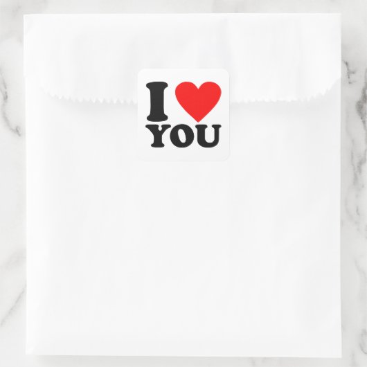 I Love You Vierkante Sticker (Tas)