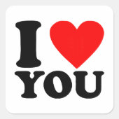 I Love You Vierkante Sticker (Voorkant)