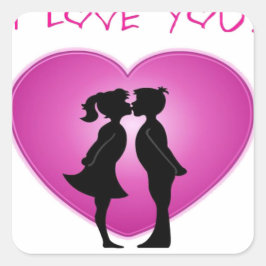 I Love You Vierkante Sticker