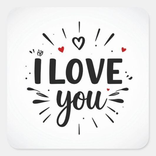 I love you vierkante sticker (Voorkant)
