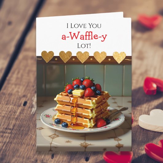 I Love You | Waffle Pun Themed Valentine's Day Kaart