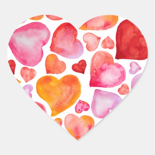 I love you watercolor hearts hart sticker (Voorkant)