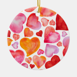 I love you watercolor hearts keramisch ornament
