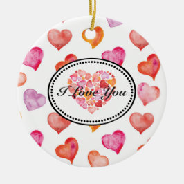 I love you watercolor hearts keramisch ornament