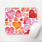 I love you watercolor hearts muismat (Met muis)