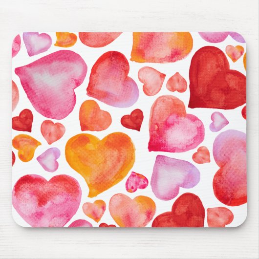 I love you watercolor hearts muismat (Voorkant)