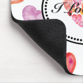 I love you watercolor hearts muismat (Hoek)