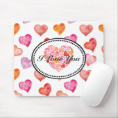 I love you watercolor hearts muismat (Met muis)