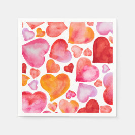 I love you watercolor hearts servet
