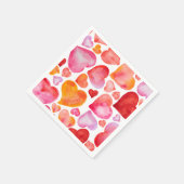 I love you watercolor hearts servet (Hoek)