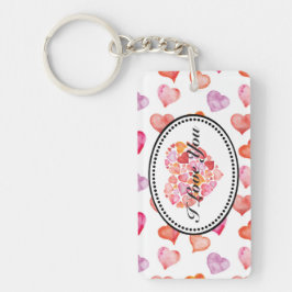 I love you watercolor hearts sleutelhanger