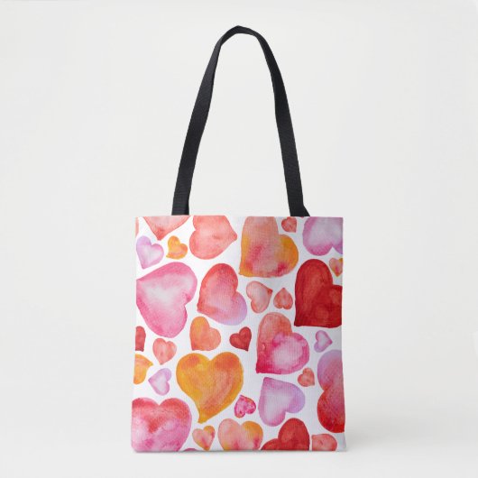 I love you watercolor hearts tote bag (Voorkant)